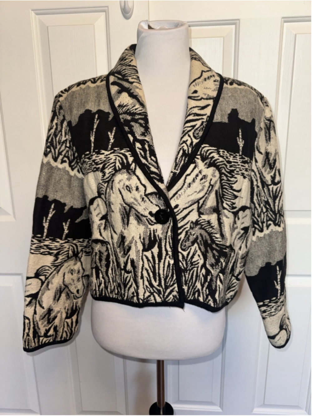 Vintage New Identity Tapestry Cropped Jacket Horse Southwestern Equestrian Large